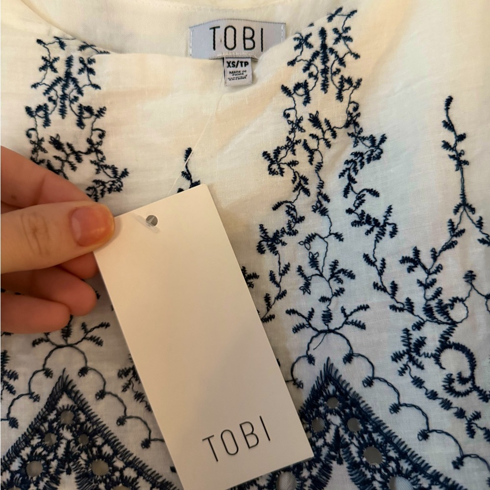Tobi Blue and White Romper- New With Tags!